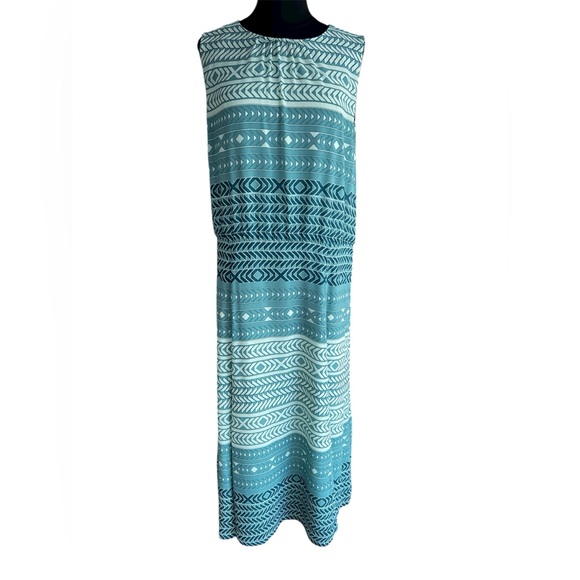 Vintage Pendleton Sleeveless Midi Dress Size 16 Blue Geometric Classic Boho - Picture 2 of 8